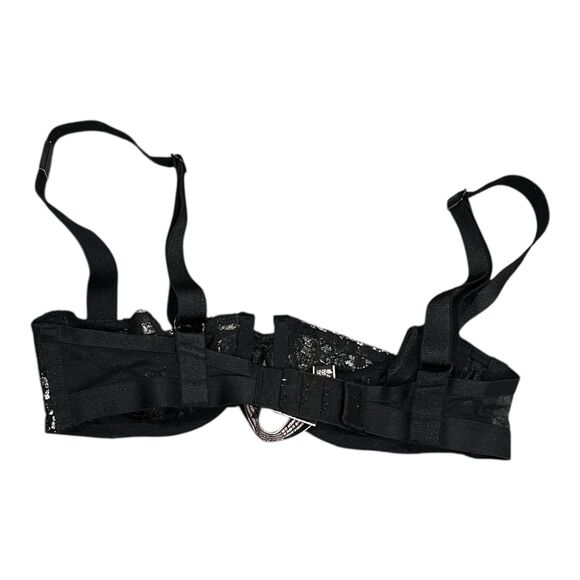 Victoria's Secret Bra Womens 32B Black Sheer Unlined Balconet Silver Metallic - Picture 5 of 8